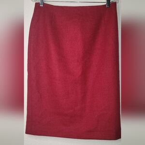 Red 100% Wool British Tweed Midi Skirt Women's Size 8